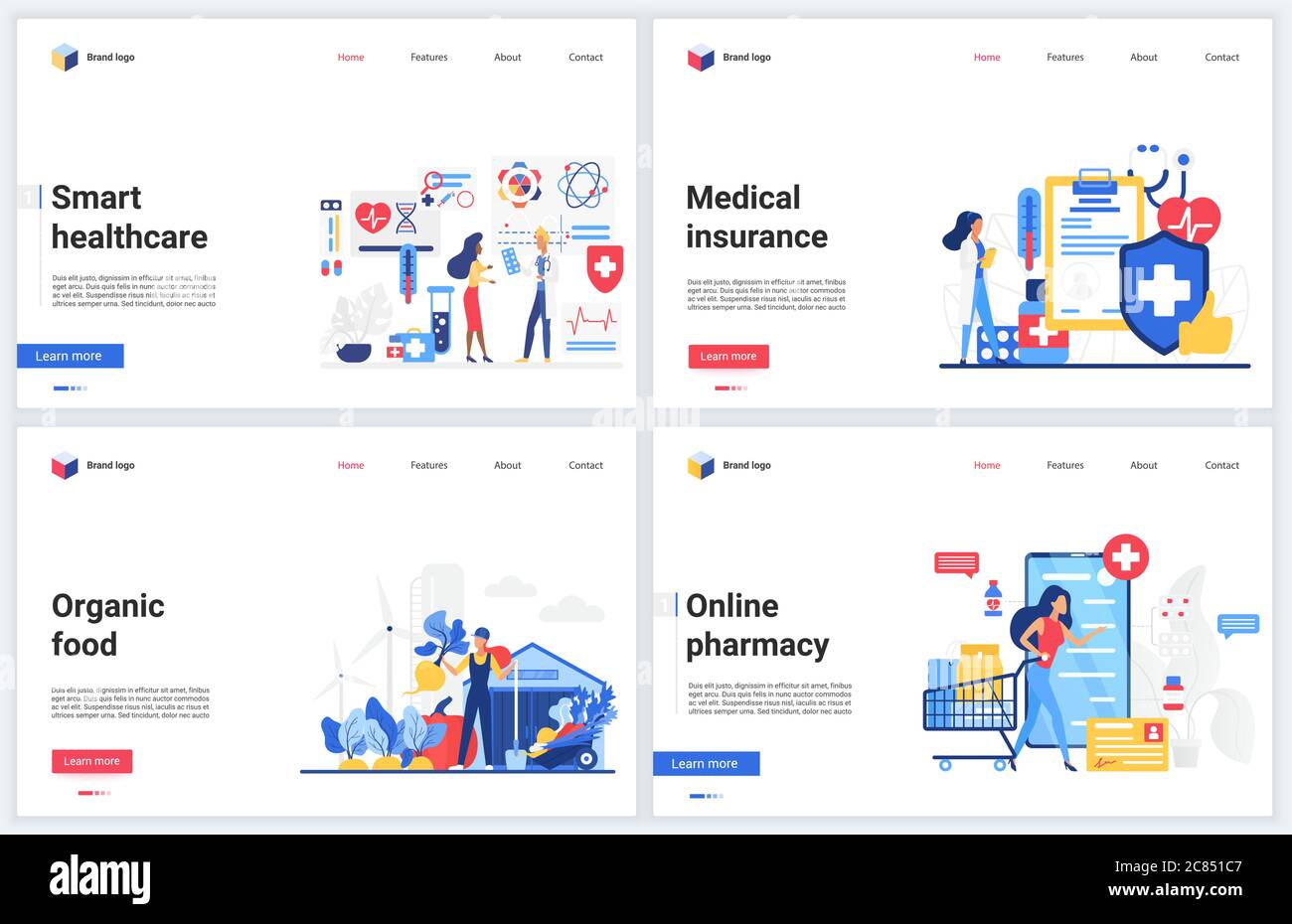 Medical healthcare online technology vector illustrations. Cartoon flat