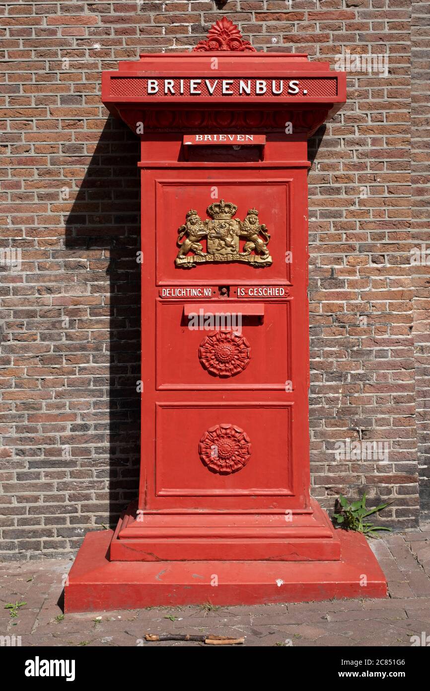 Vintage Red Mailbox in Netherlands Stock Photo - Alamy