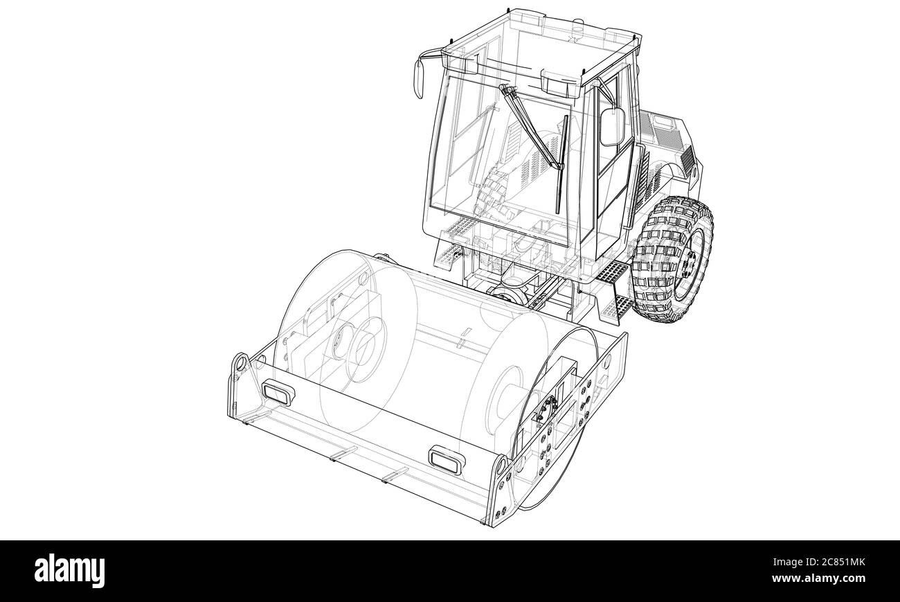 Compactor Colouring Construction machine. Asphalt compactor Stock Photo - Alamy