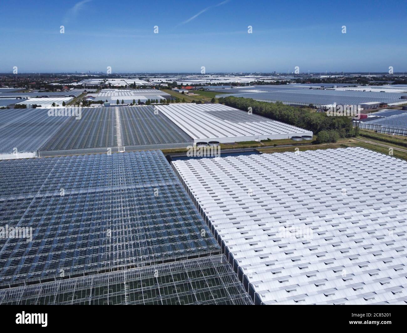 Aerial view of greenhouse in fields Netherlands Stock Photo Alamy
