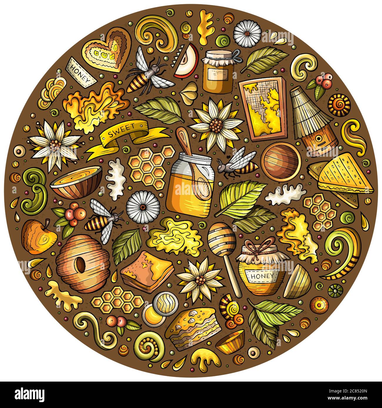 Vector set of Honey cartoon doodle objects Stock Vector Image & Art - Alamy