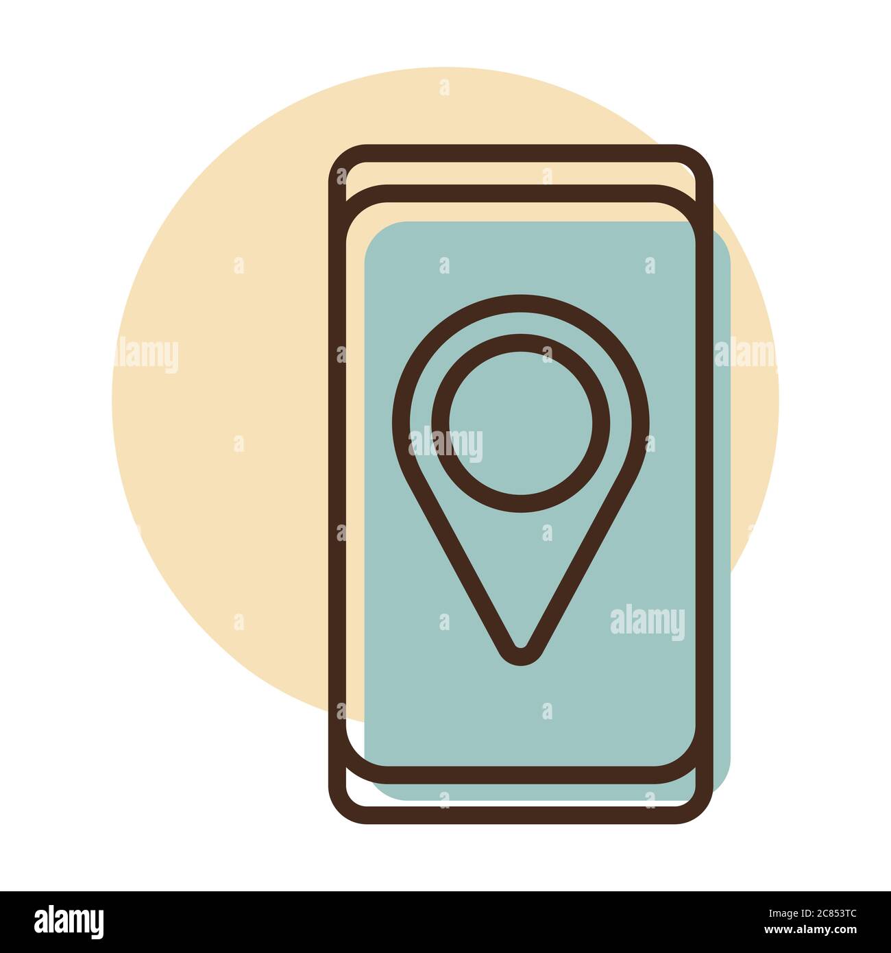 Smartphone with pin location style icon vector. Navigation sign. Graph ...