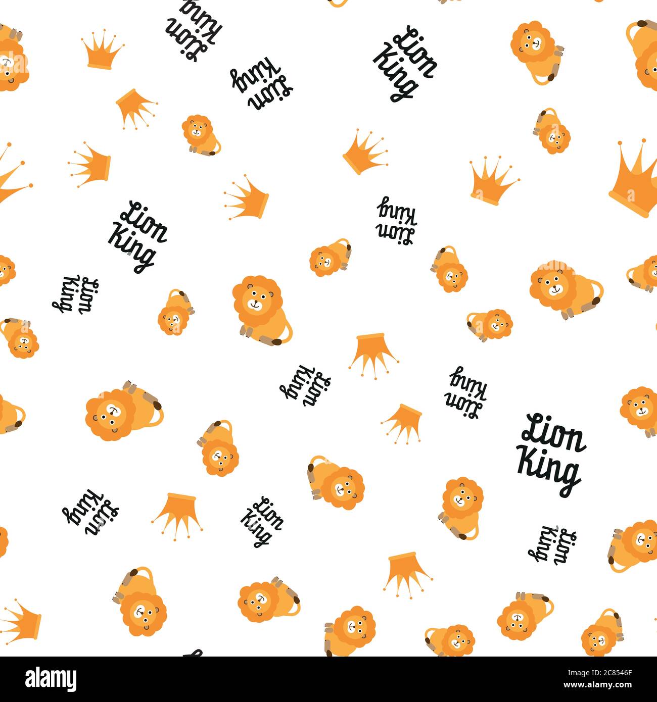 Lion King. Cute Children theme. Seamless background pattern. Vector