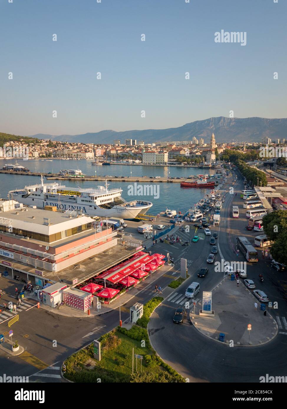 Split, Croatia August 15 2018 Aerial picture of Split harbour