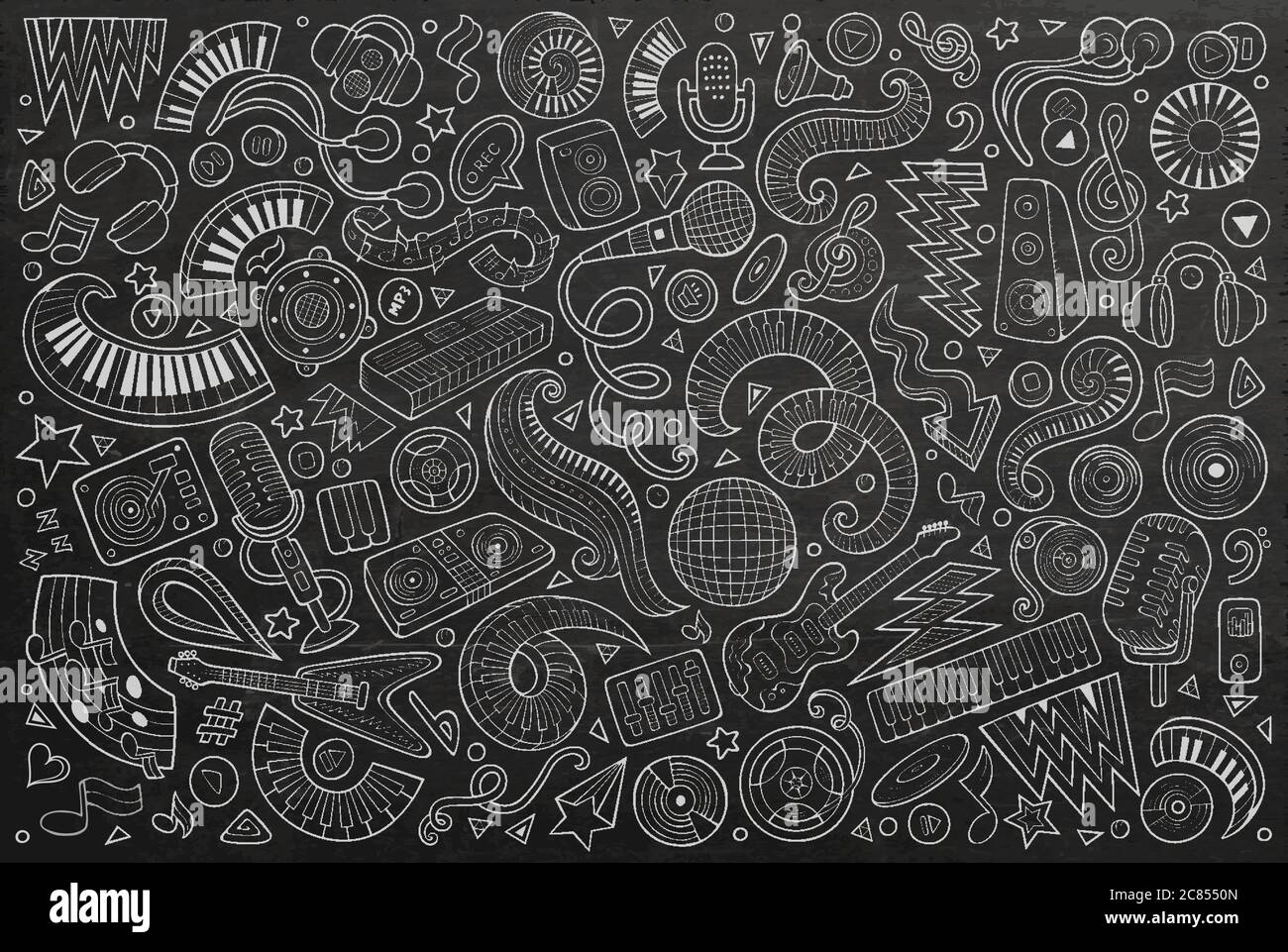 Line art vector doodles cartoon set of disco music objects Stock Vector ...