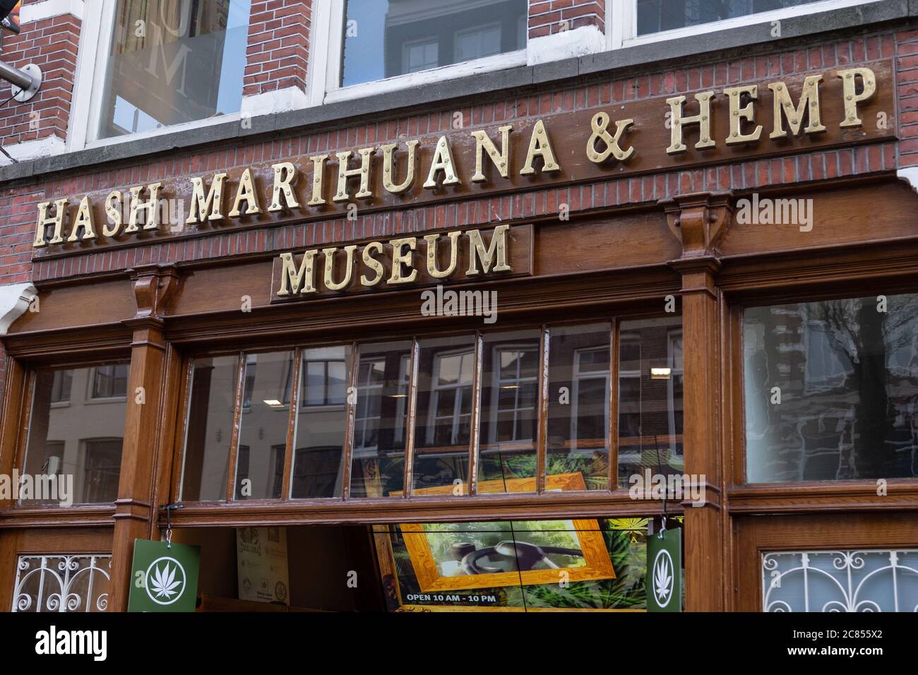 Amsterdam, Netherlands - January 15 2019: The Hash Marihuana and Hemp Museum on the edge of the De Wallen Red Light District of Amsterdam. Stock Photo