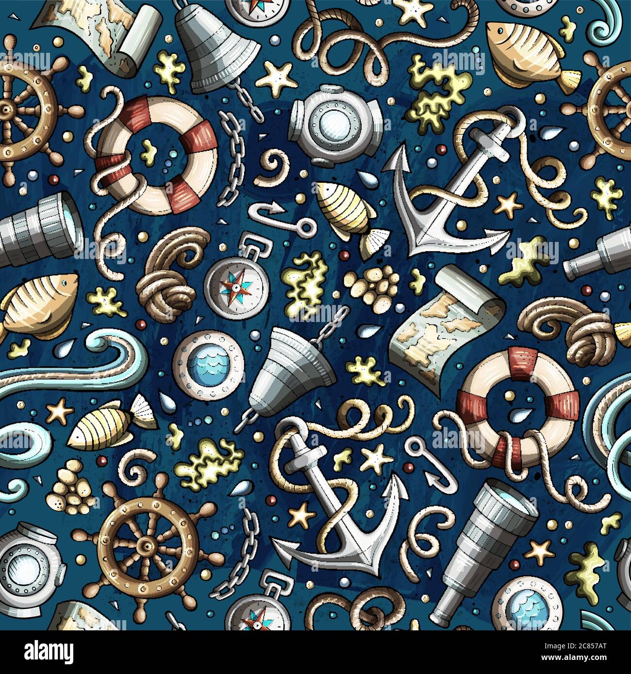 Cartoon nautical seamless pattern Stock Vector Image & Art - Alamy
