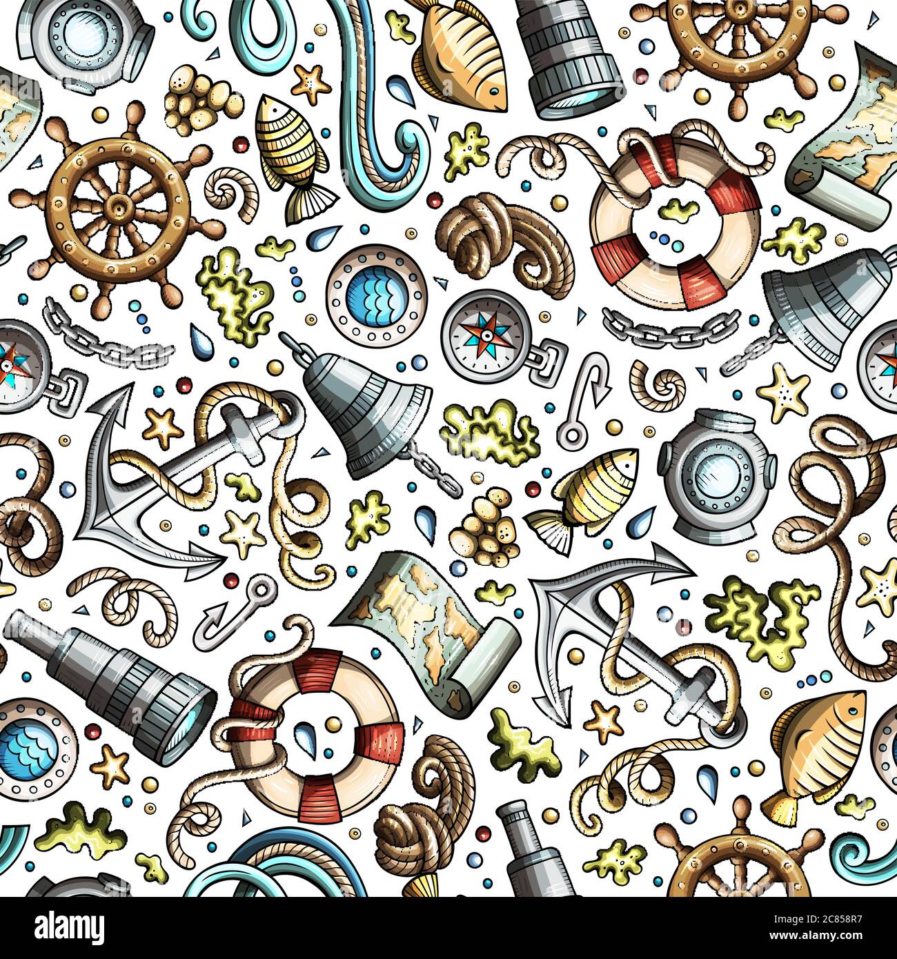 Cartoon nautical seamless pattern Stock Vector Image & Art - Alamy