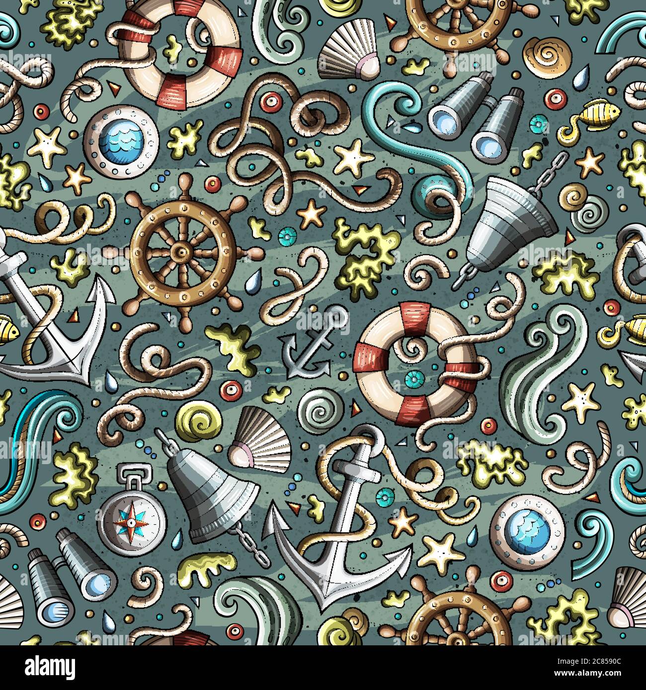 Cartoon nautical seamless pattern Stock Vector Image & Art - Alamy