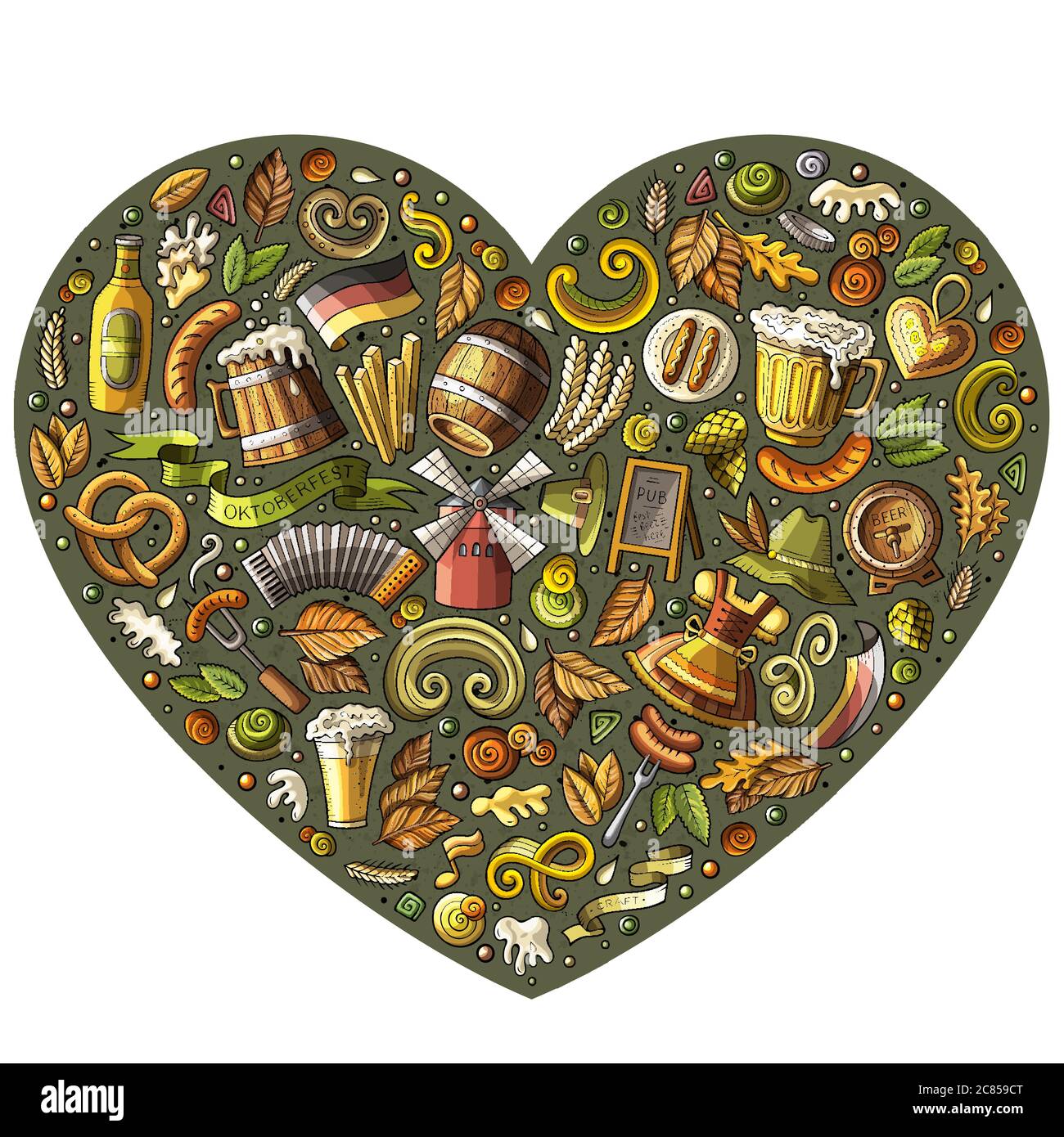 Vector set of Oktoberfest cartoon doodle objects, symbols and items ...