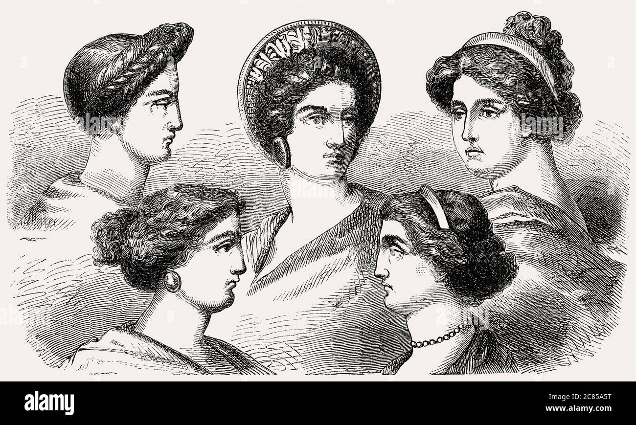 Traditional hairstyles in ancient Greece Stock Photo