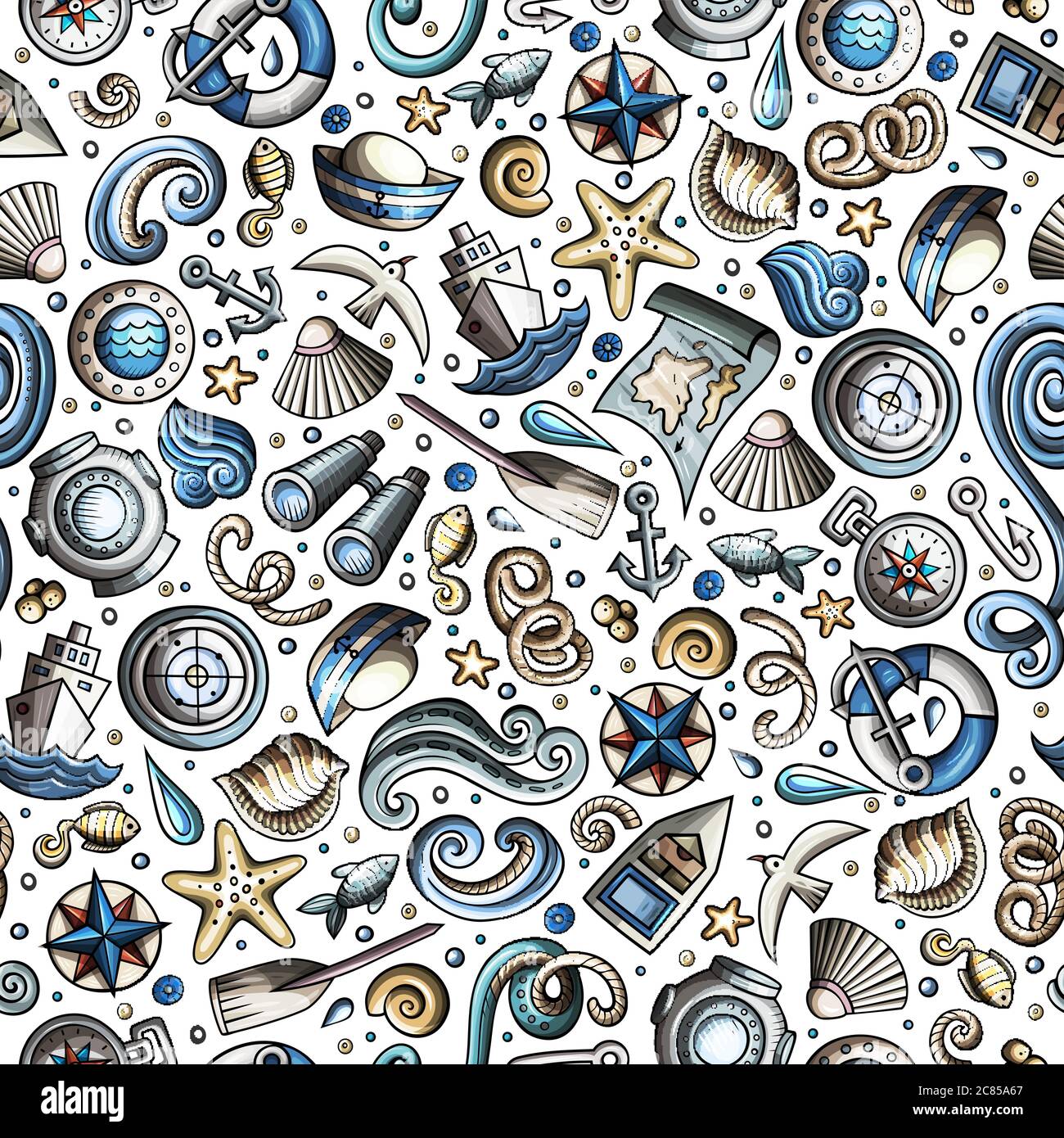 Cartoon nautical seamless pattern Stock Vector Image & Art - Alamy