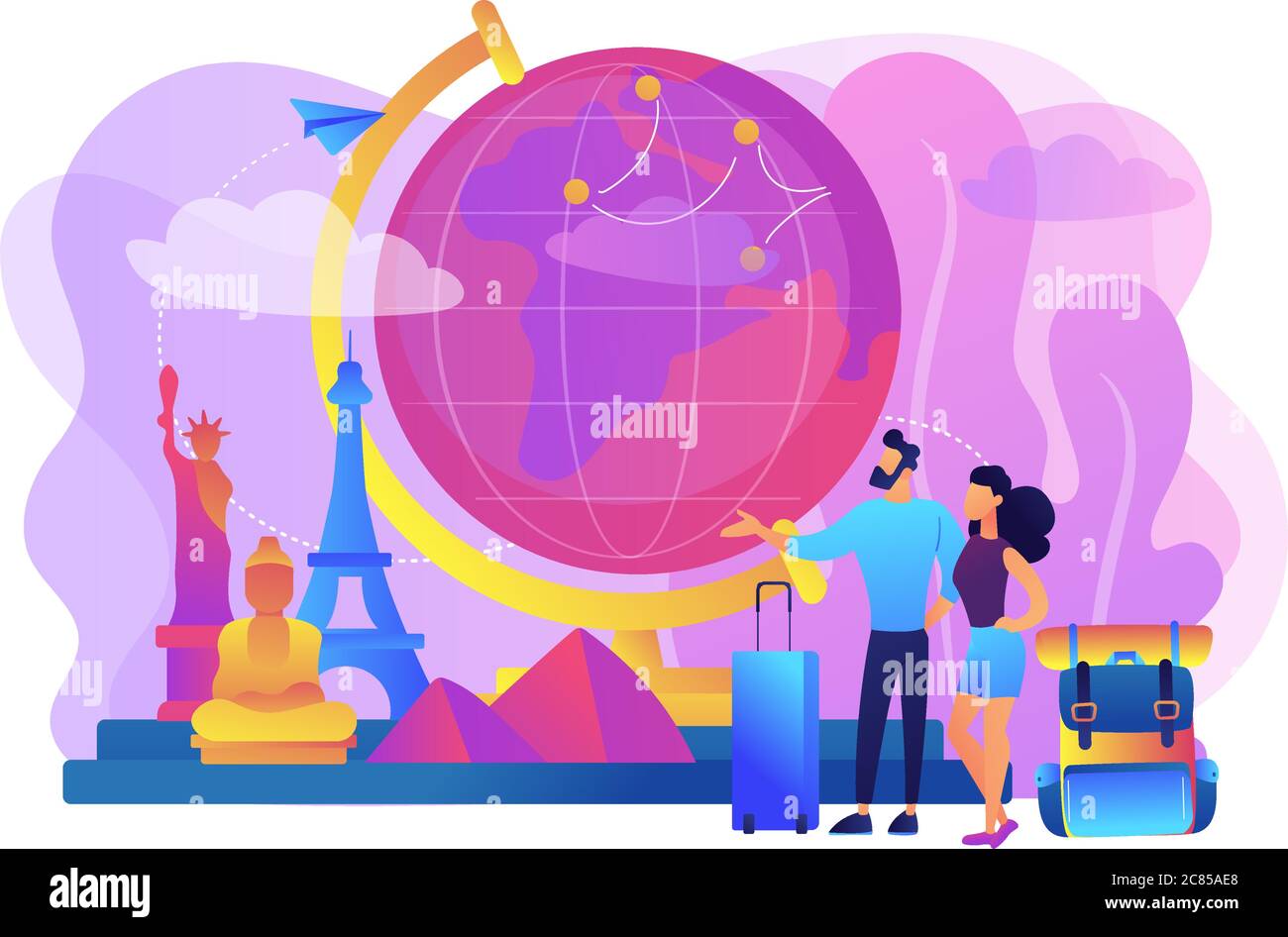 Traveling the world concept vector illustration Stock Vector