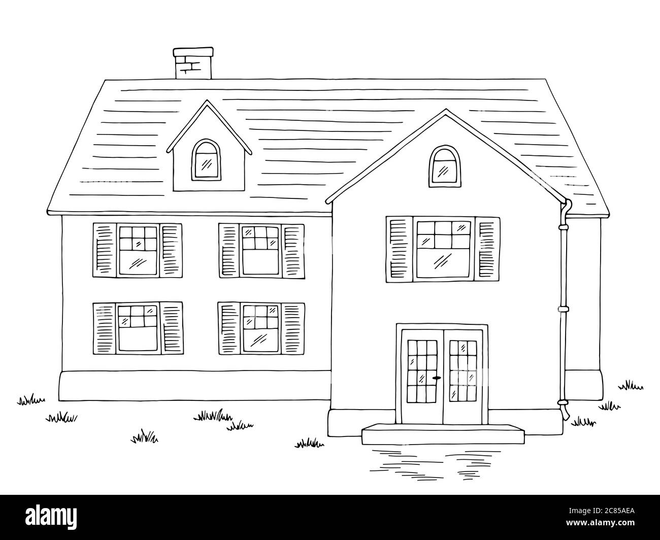 House exterior building graphic black white sketch illustration vector  Stock Vector Image  Art  Alamy