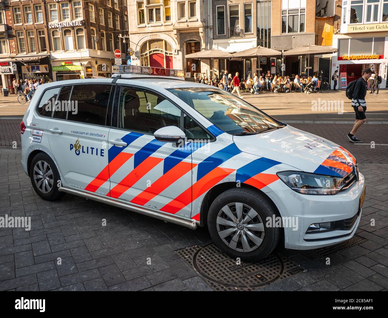 Amsterdam, Netherlands October 15 2018 A Dutch police car is parked