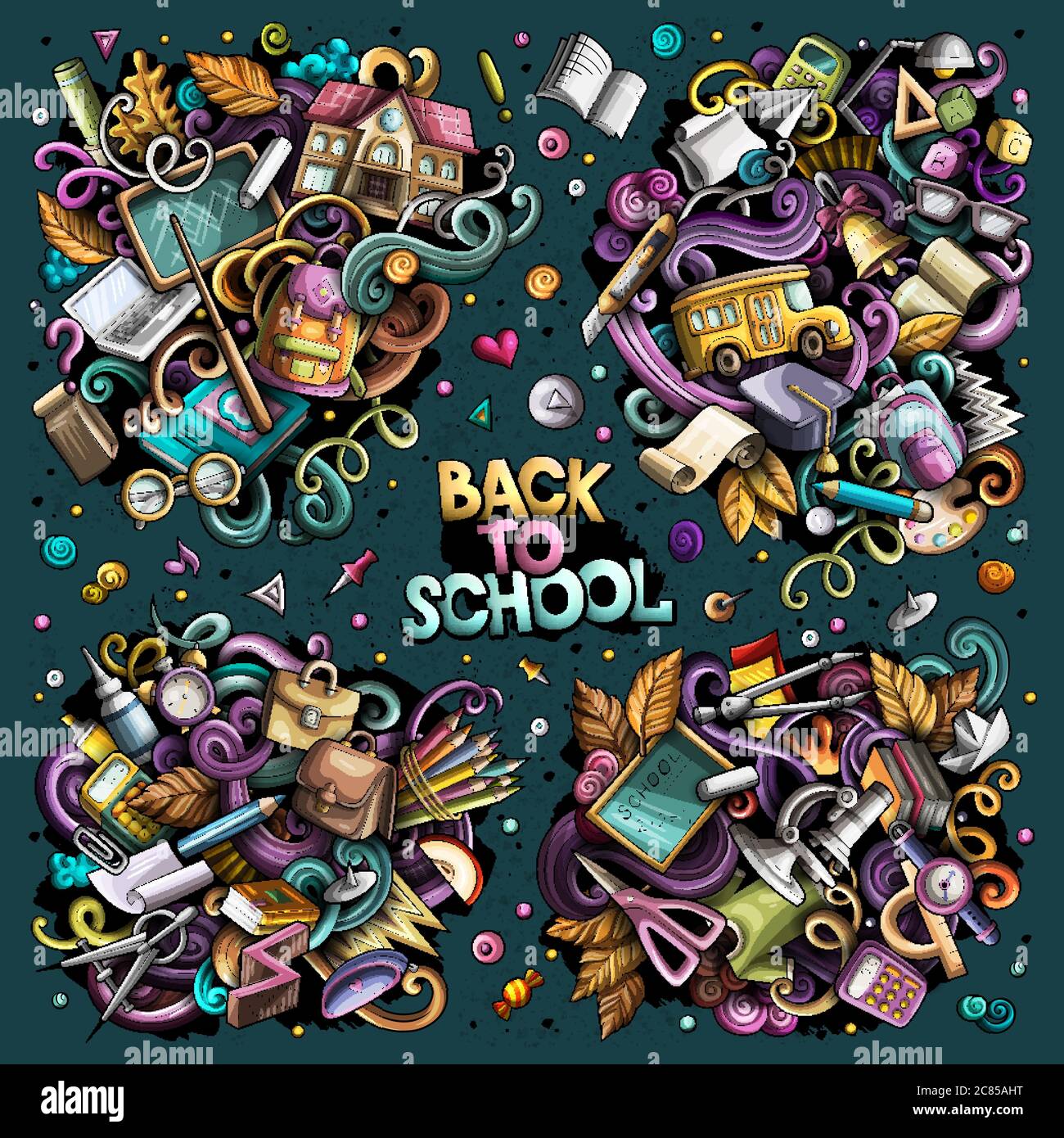 Vector set of Back to school combinations of objects and elements Stock ...