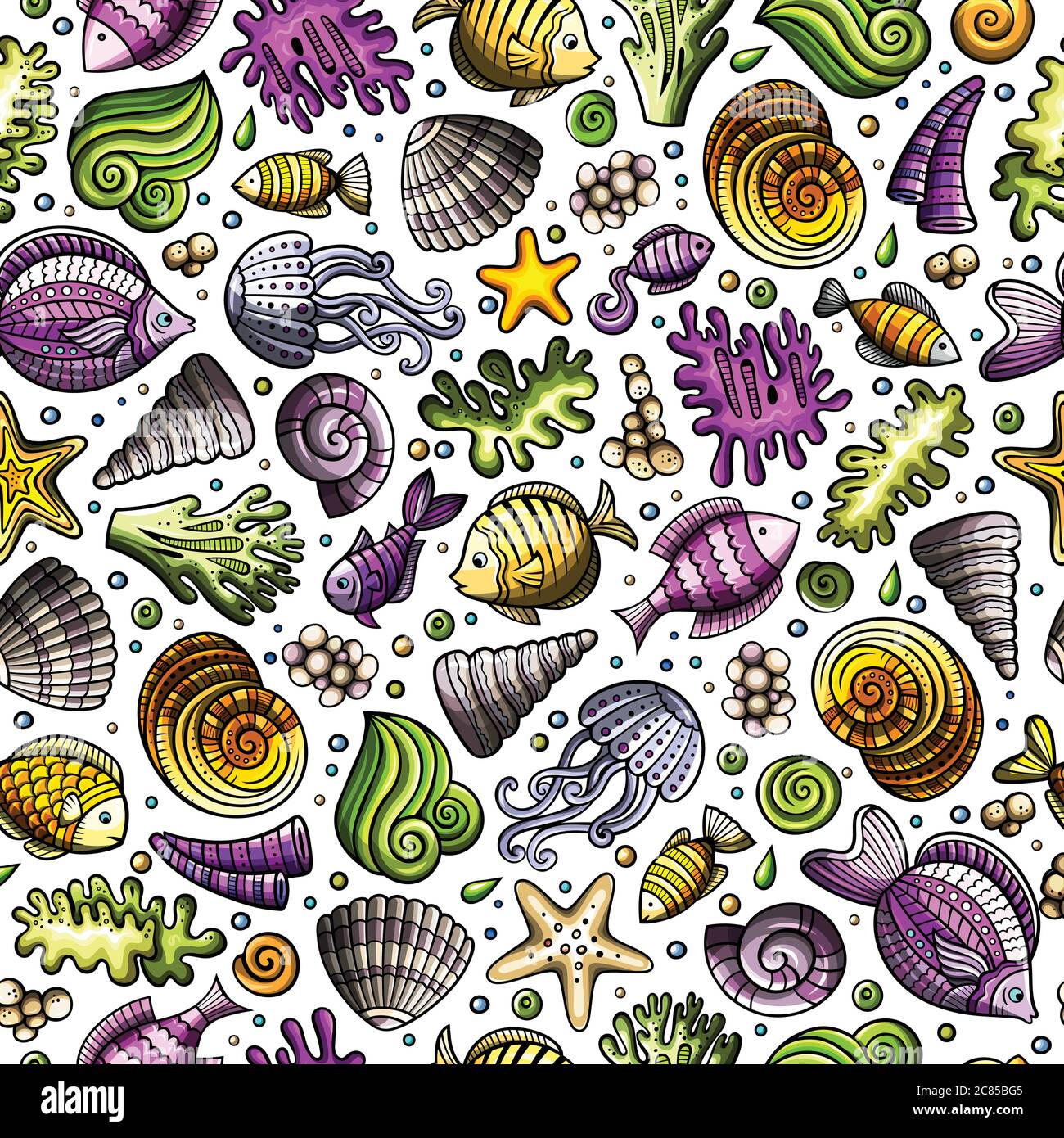 Cartoon under water life seamless pattern Stock Vector Image & Art - Alamy