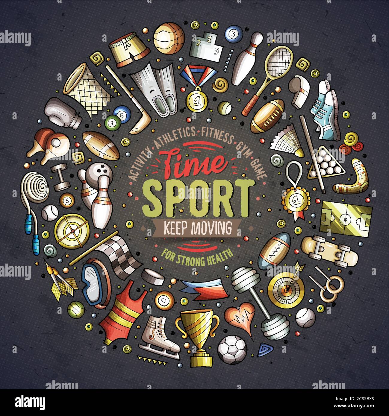 Vector hand drawn set of Sport cartoon doodle objects Stock Vector ...