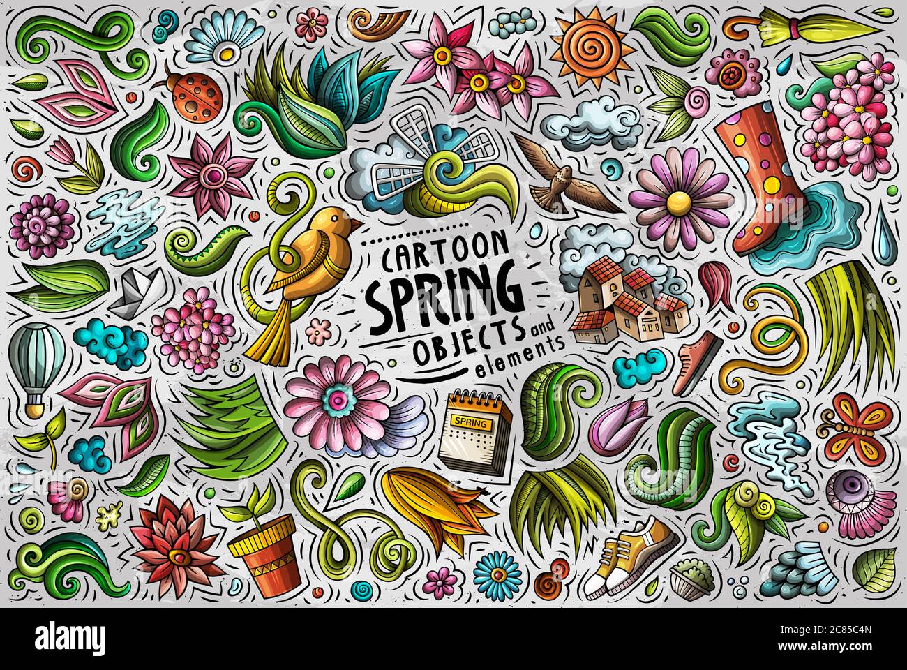 Set of Spring theme items, objects and symbols Stock Vector Image & Art ...