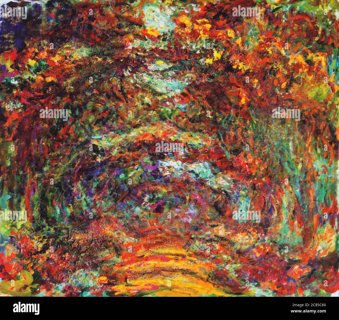 My digital altered The Rose Walk by Claude Monet 1922, Museum Marmottan Monet, Paris Stock Photo