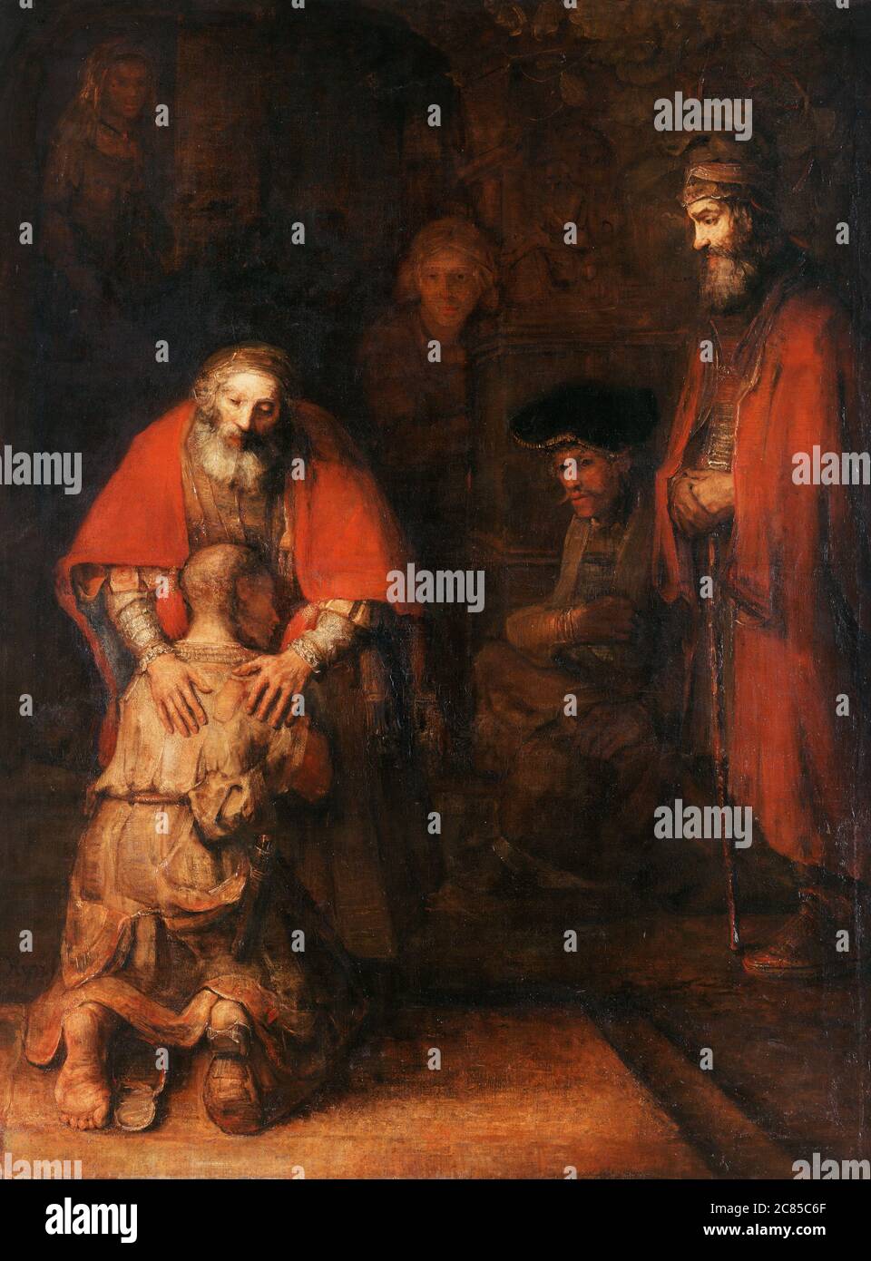 the Return of Prodigal Son by Rembrandt Van Rijn 1669.  Hermitage Museum in Saint Petersburg, Russia Stock Photo