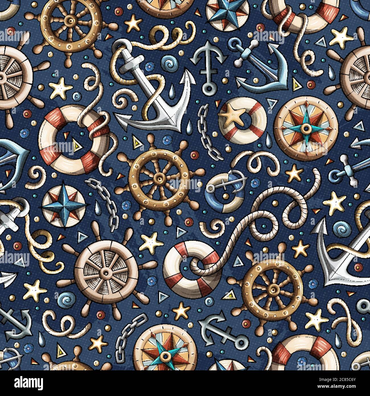 Cartoon nautical seamless pattern Stock Vector Image & Art - Alamy