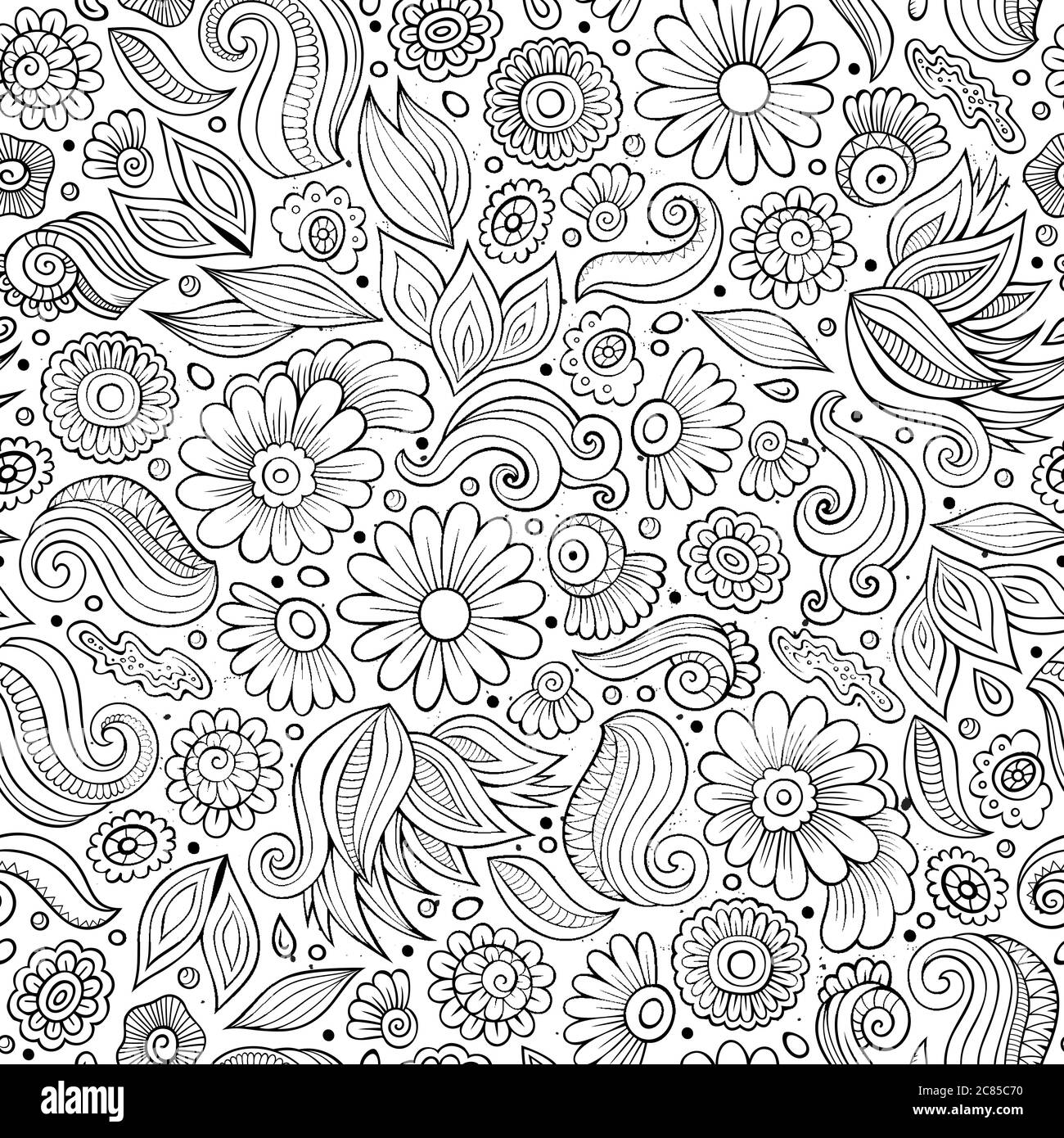 Cartoon cute hand drawn Spring seamless pattern Stock Vector Image ...