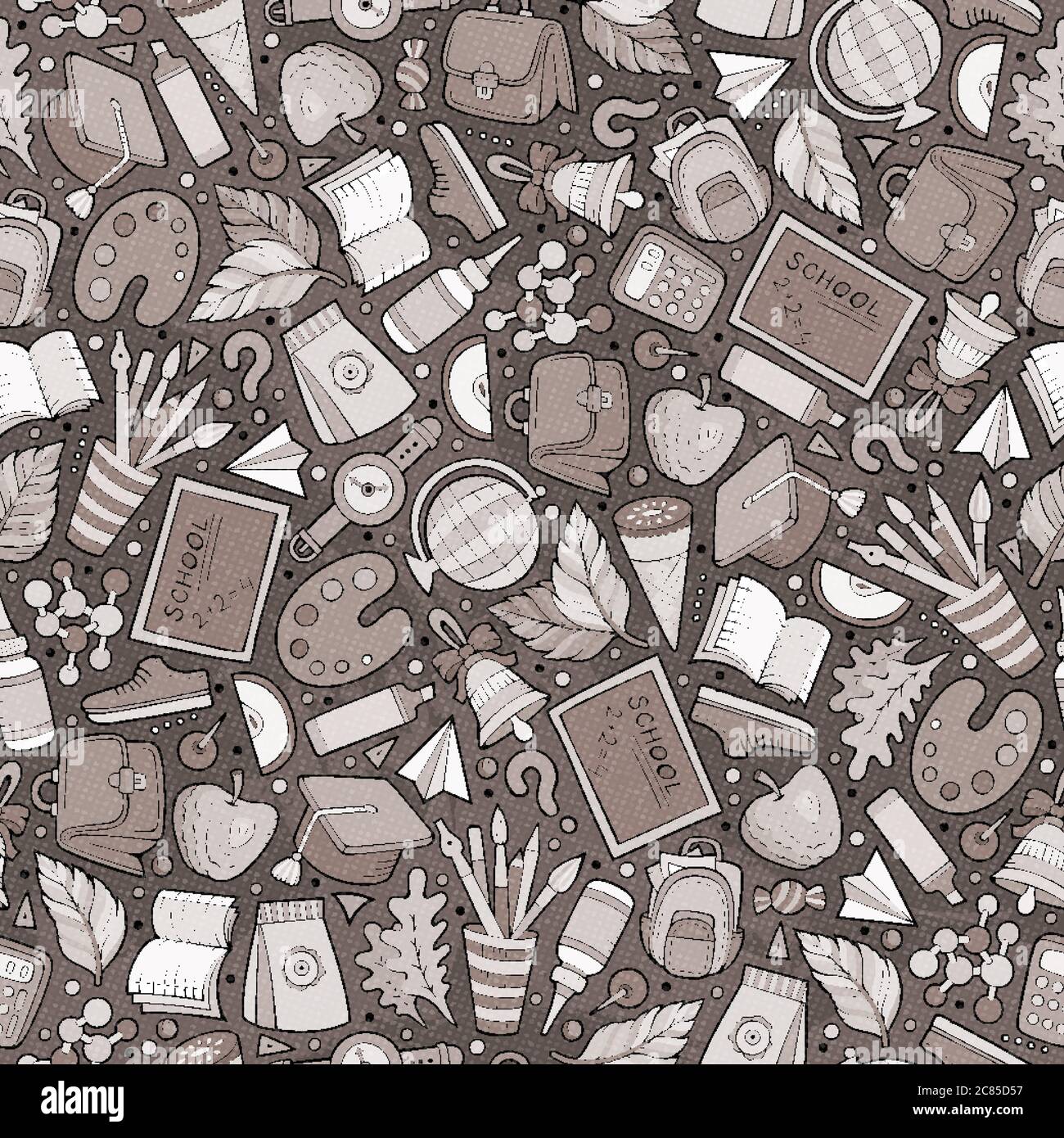 Cartoon hand-drawn Back to School seamless pattern Stock Vector