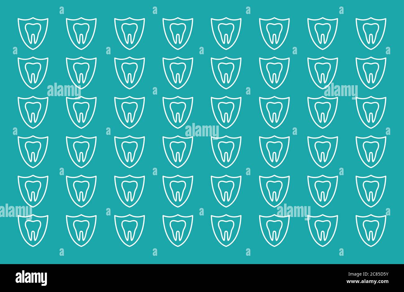 Seamless pattern of dentistry symbols: dental tools, braces, teeth, implant, toothache, hygiene, tooth decay, family dental Stock Vector