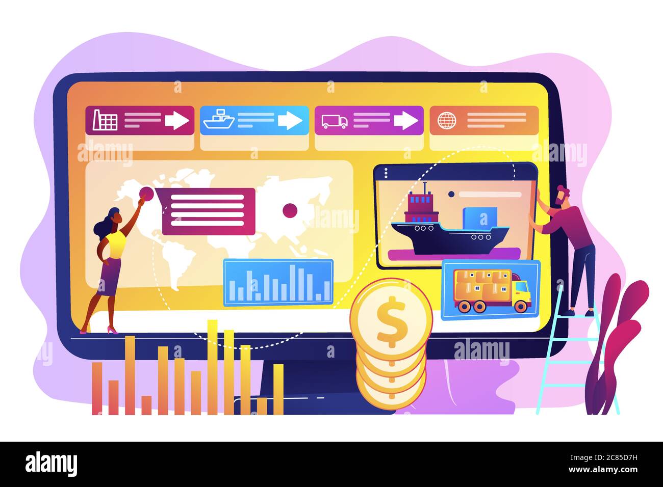 Supply chain analytics concept vector illustration Stock Vector