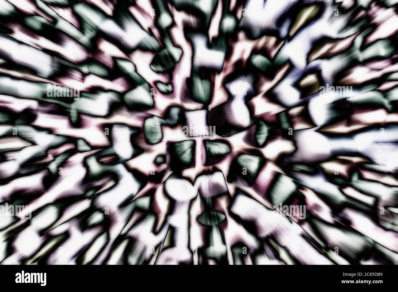 Zoom burst visual effect background of  abstract digital cube computer graphic Stock Photo