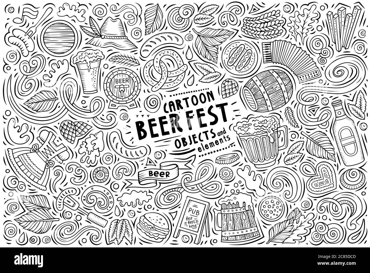Vector doodle cartoon set of Beer fest objects Stock Vector Image & Art