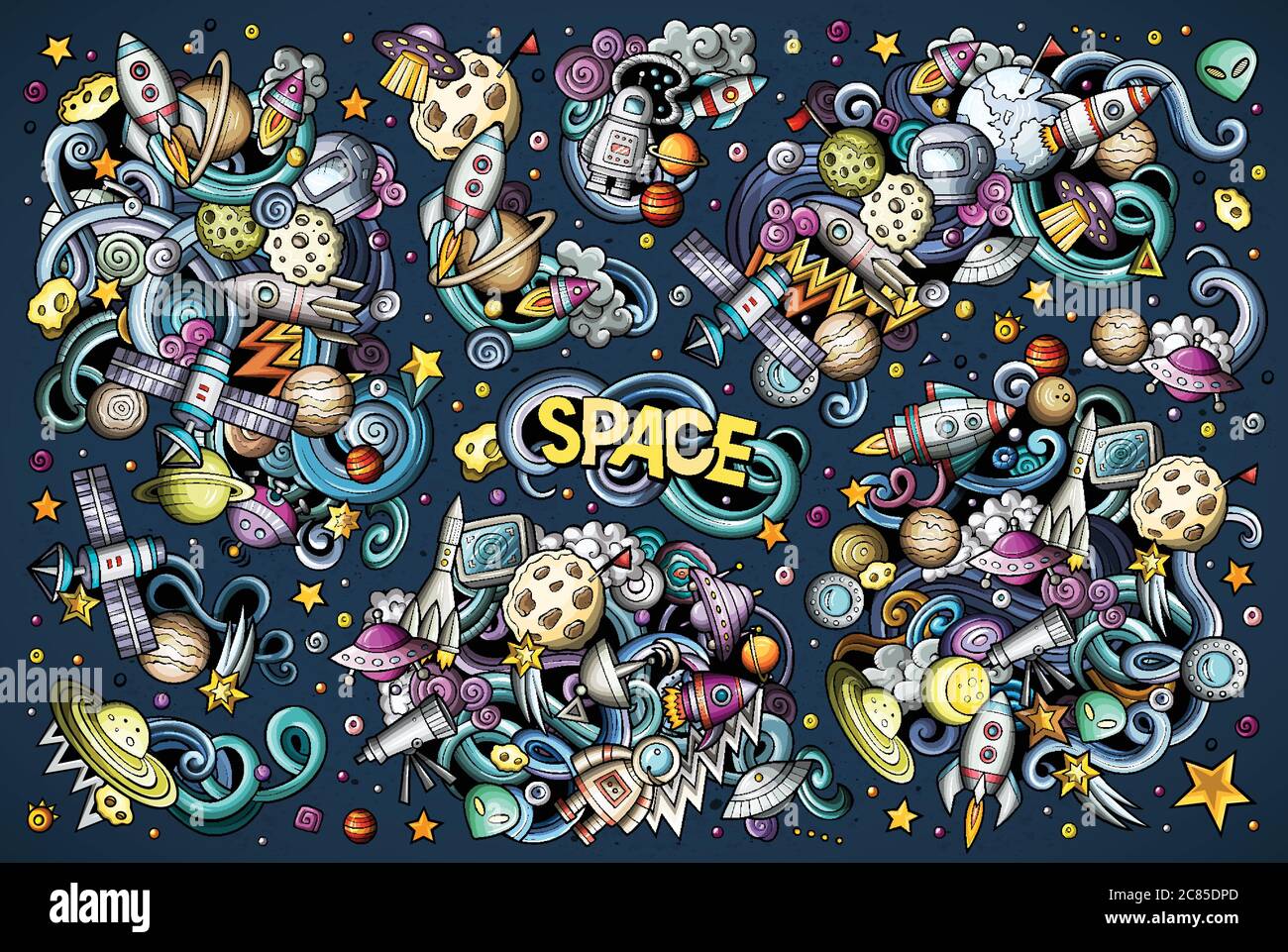 Vector set of space combinations of objects and elements Stock Vector ...