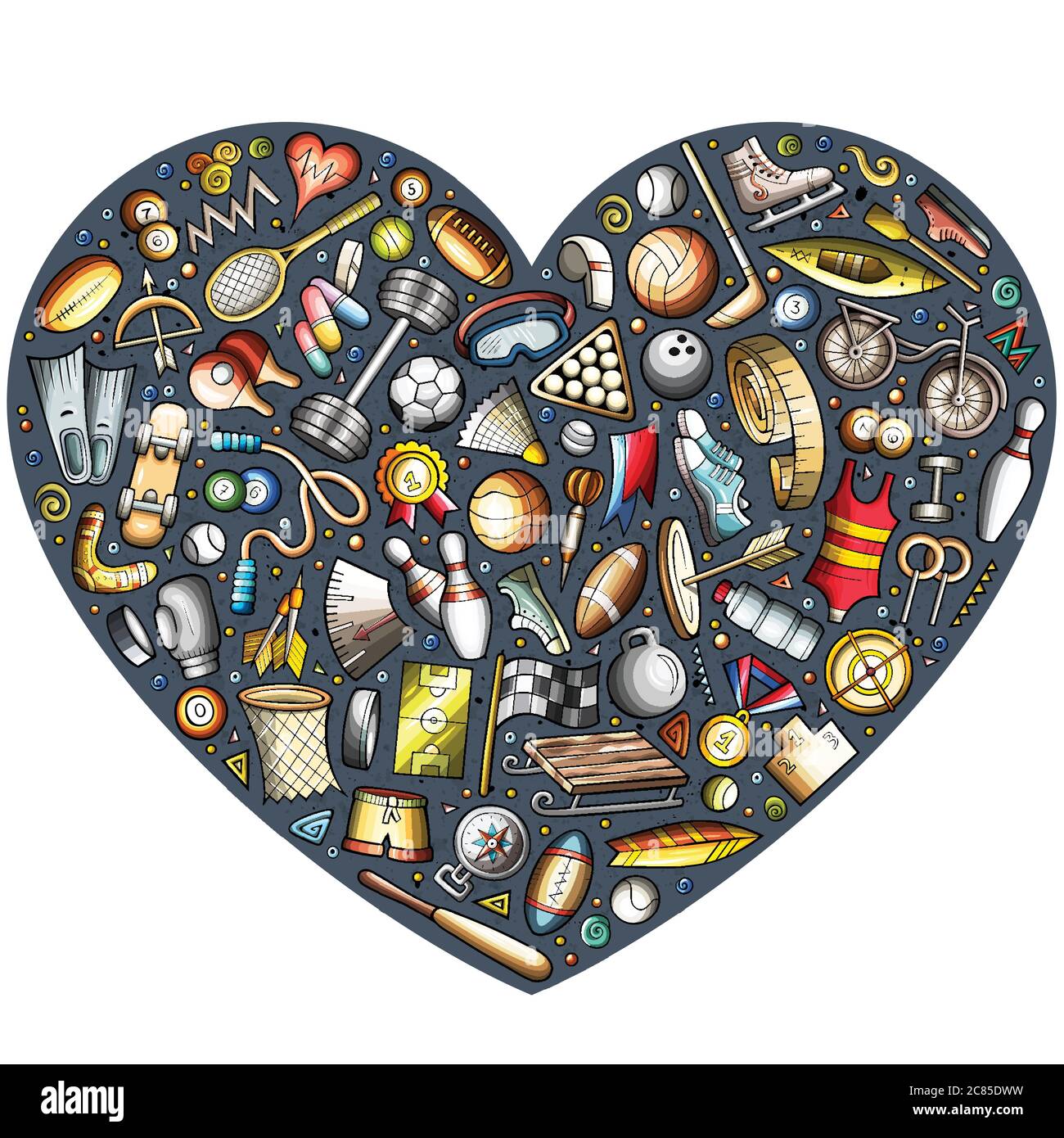 Vector hand drawn set of Sport cartoon doodle objects Stock Vector ...