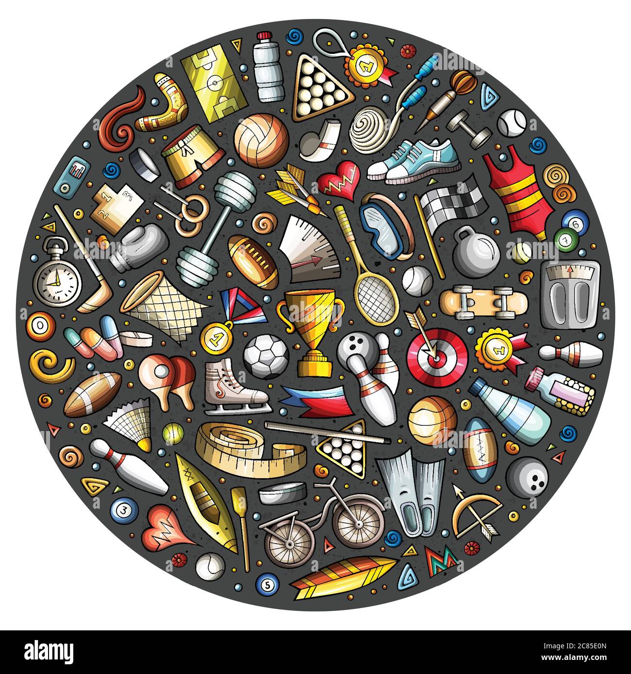 Vector set of Sport cartoon doodle objects Stock Vector Image & Art - Alamy