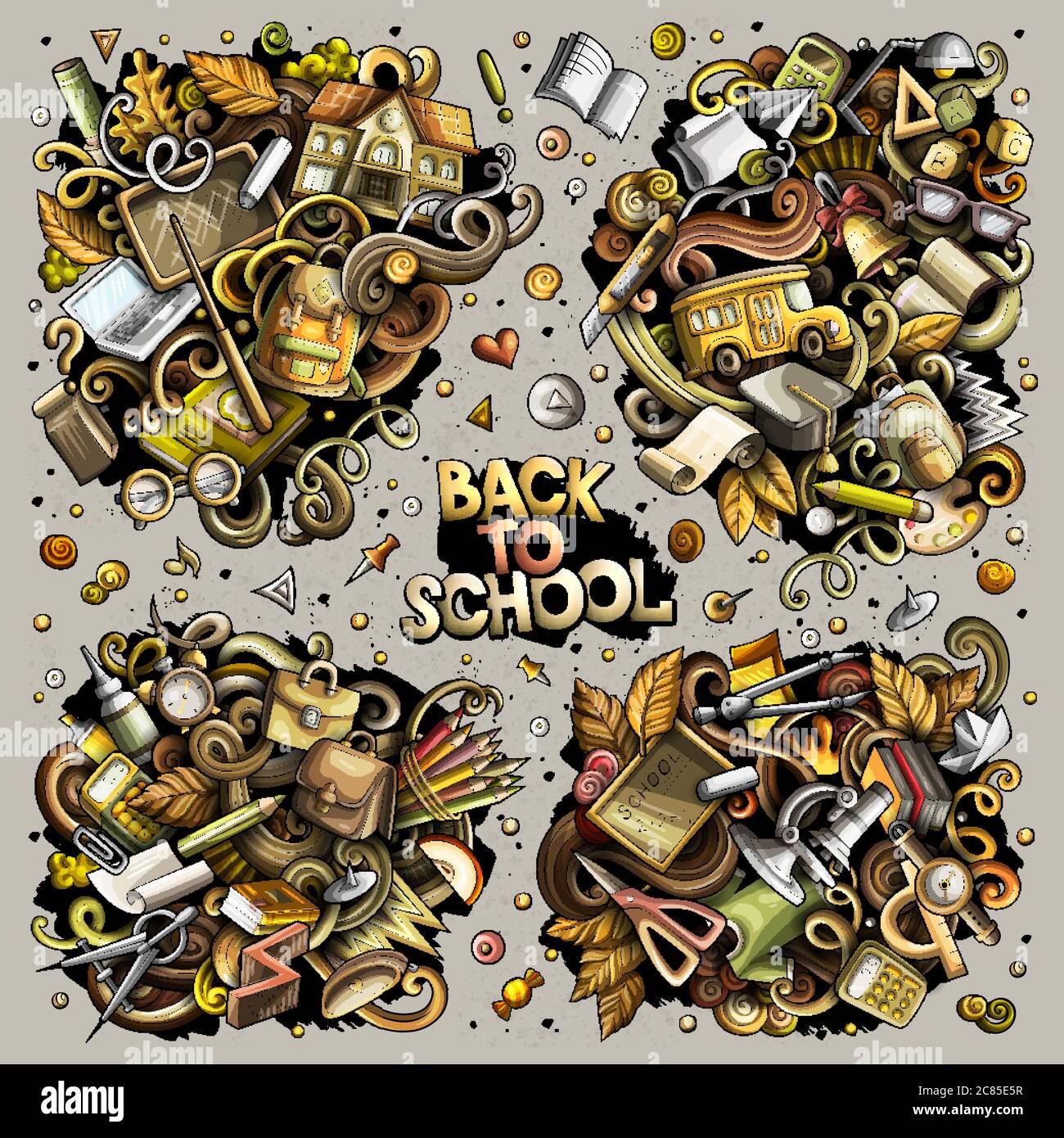 Vector set of Back to school combinations of objects and elements Stock ...
