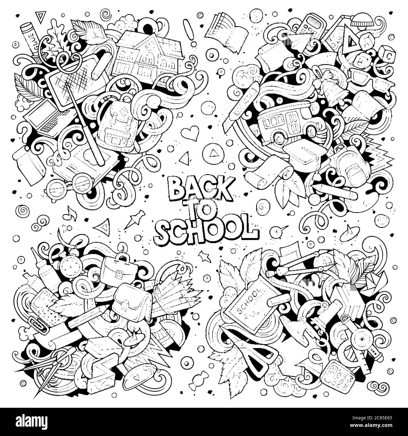 Vector set of Back to school combinations of objects and elements Stock ...