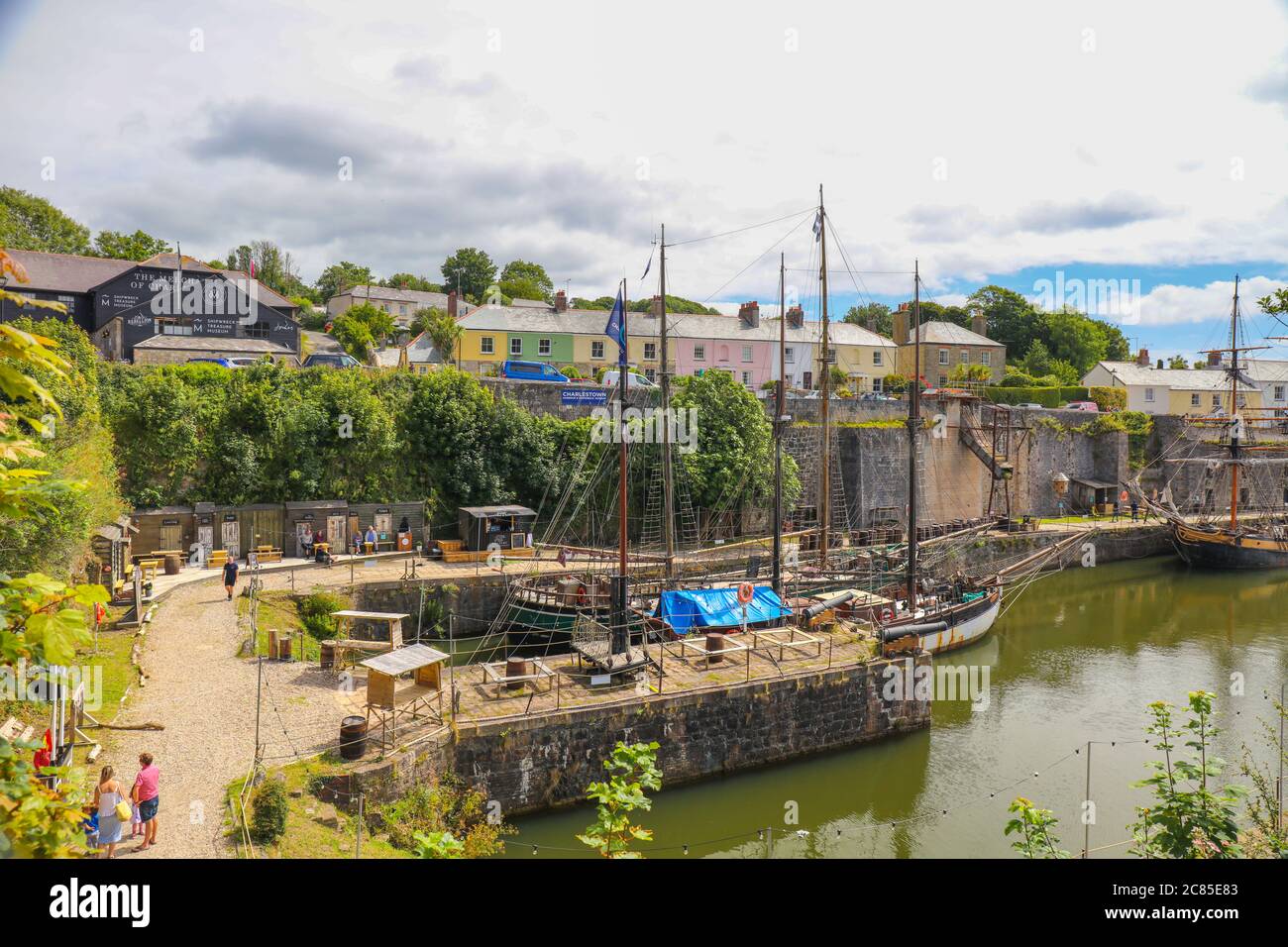 Charlestown, Cornwall / UK July 07, 2020 View of the historical Port