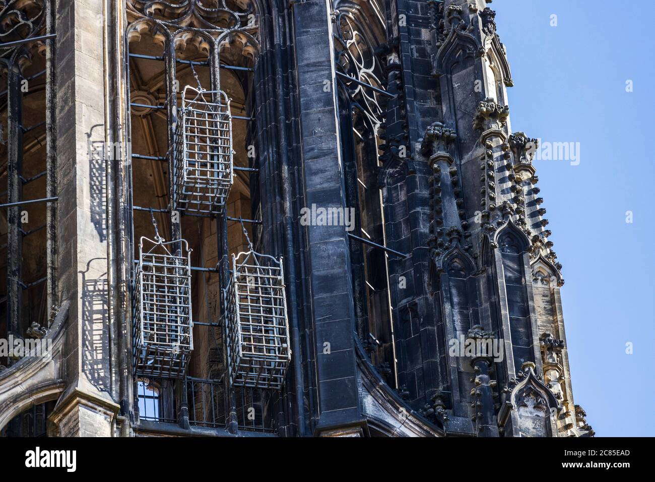 Cages at St Lambert's Church, St. Lambertikirche, Münster, Westphalia,  North Rhine-Westphalia, Germany, Europe Stock Photo - Alamy