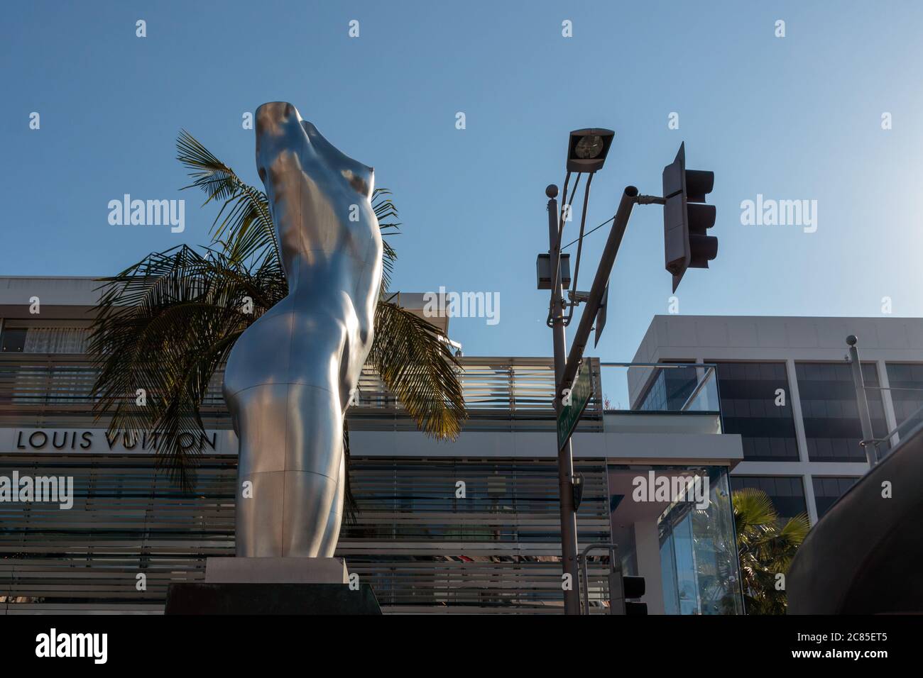 View of the sculpture Torso, Rodeo Drive, Beverley Hills Stock Photo ...