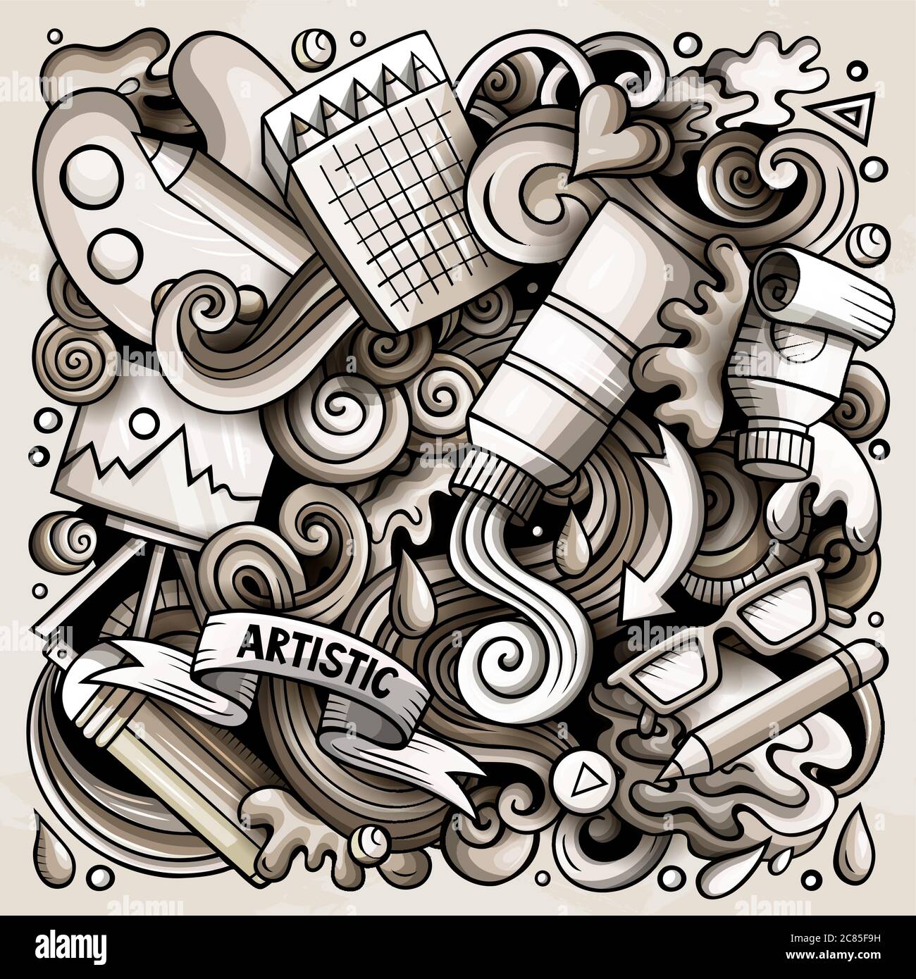 Cartoon vector doodles Art and Design illustration Stock Vector Image ...