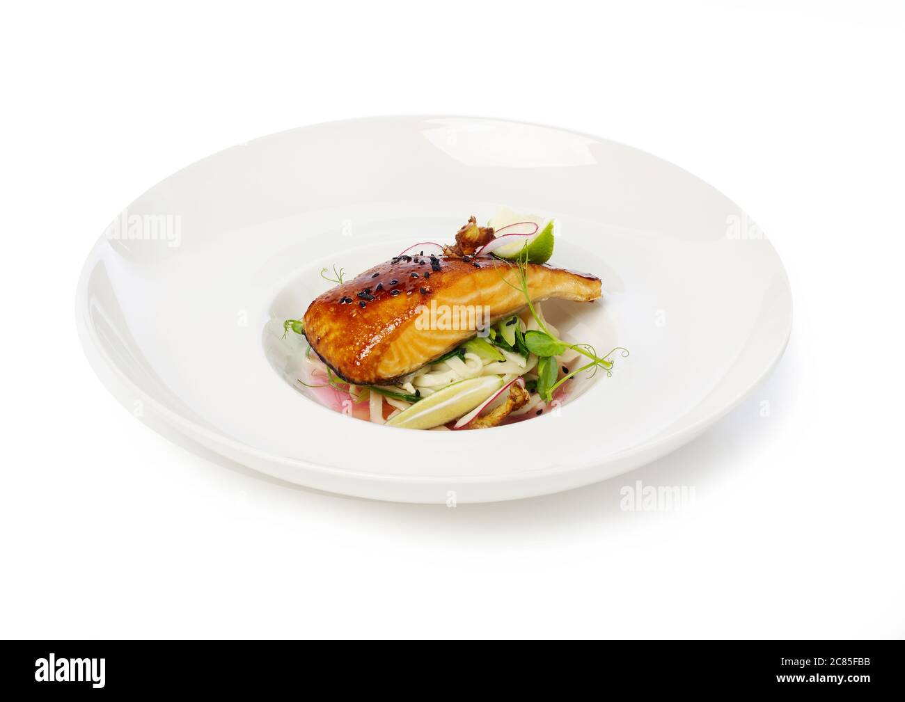 Baked salmon with vegetables Stock Photo - Alamy