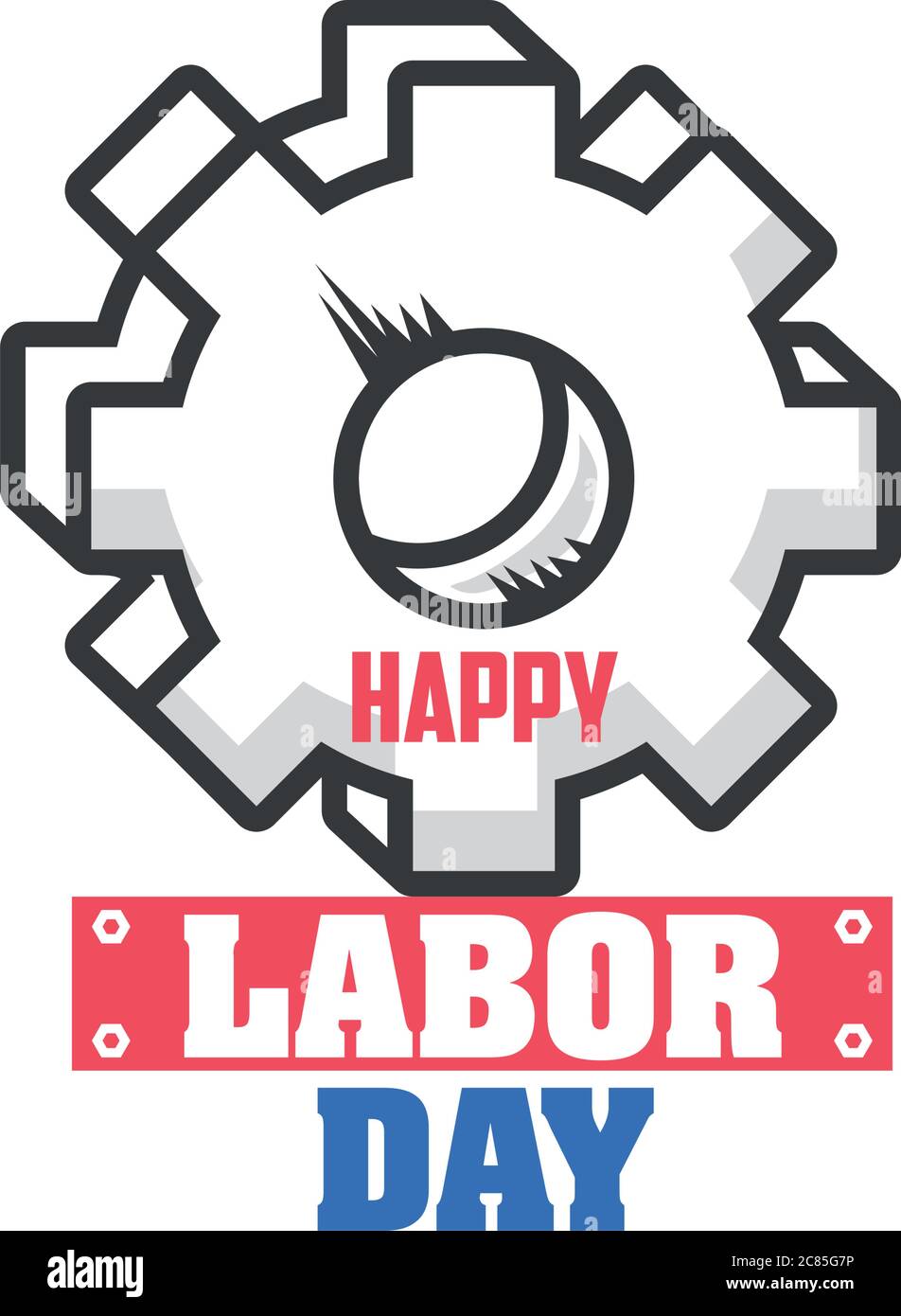 happy labor day celebration, gear wheel vector illustration design