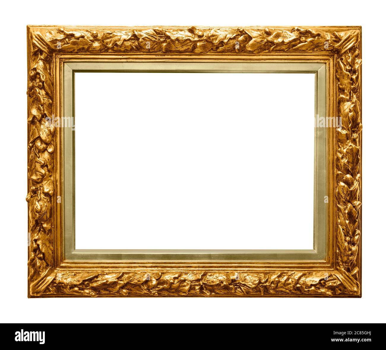 Golden picture frame isolated Stock Photo