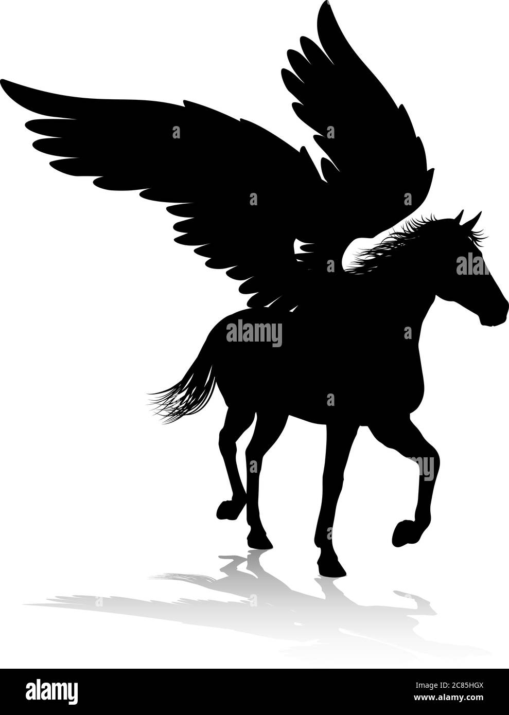 Pegasus Silhouette Mythological Winged Horse Stock Vector Image & Art ...