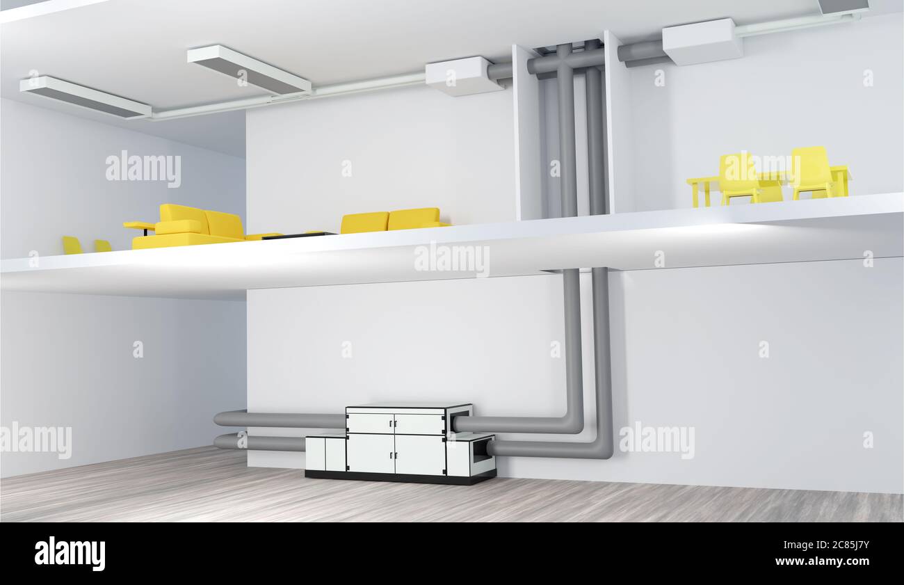An air conditioning and ventilation systems in a multi-storey building ...