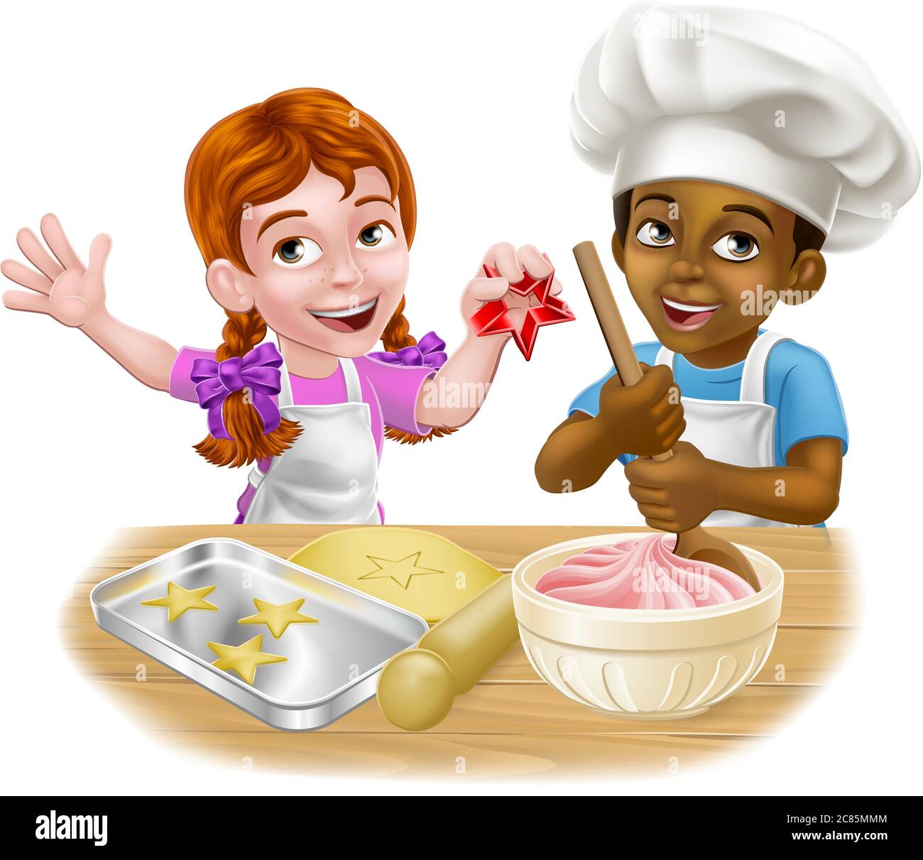 Girl and Boy Cartoon Child Chef Cook Kids Stock Vector Image & Art - Alamy