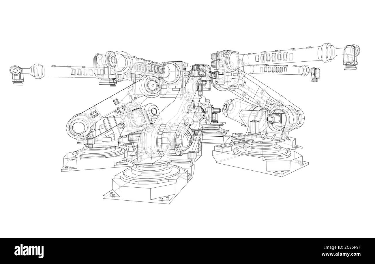 A industral robots manipulators Stock Photo