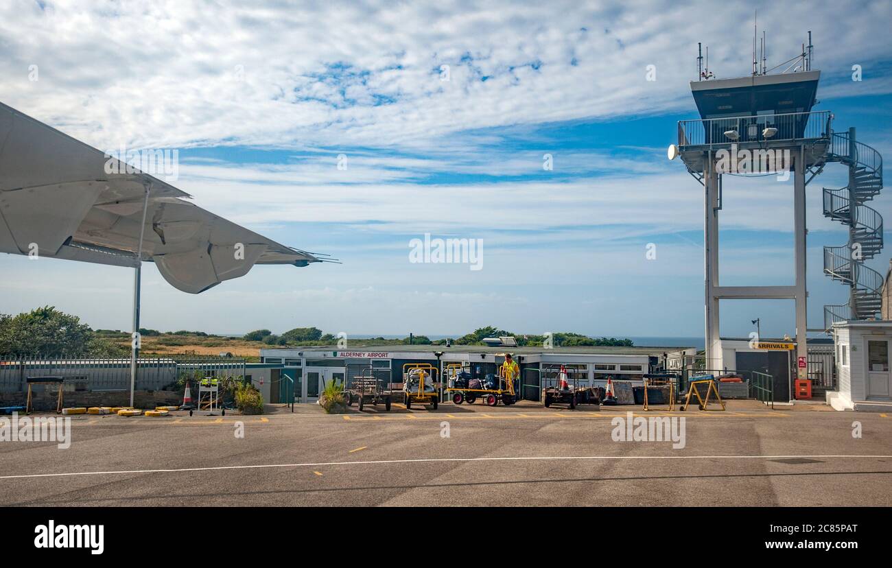 Alderney Airport terminal, Channel Islands Stock Photo