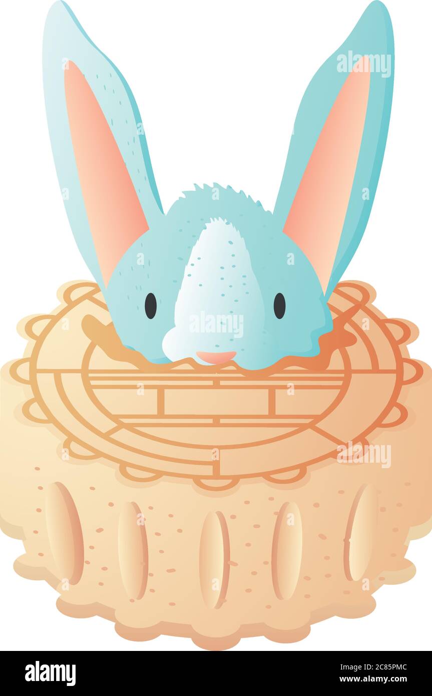 moon cake with rabbit on white background vector illustration design Stock Vector